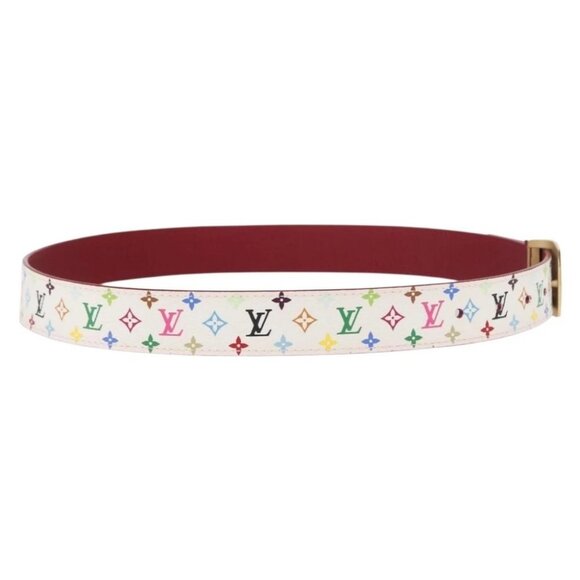 LOUIS VUITTON Multicolor Ceinture LV Cut Belt White M9682W LV Auth 156683V main image 7